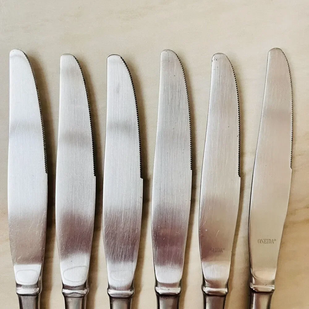 6pc ONEIDA Jackson Dinner Knife Stainless Plain Satin Frost Flatware Replacement